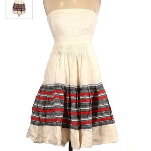 Pleated Strapless Linen Dress (With Pockets!) - Size 4